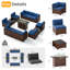 Ensemble de conversation modulaire en rotin pour l'extérieur avec table pour foyer 8 personnes-518326100-511477755