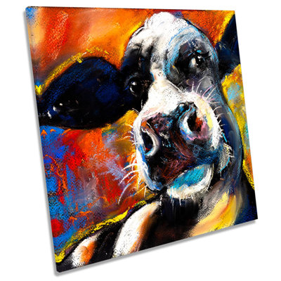 Z5989 Farm Yard Cow Face Funky Picture 1 Piece Wrapped Canvas Painting