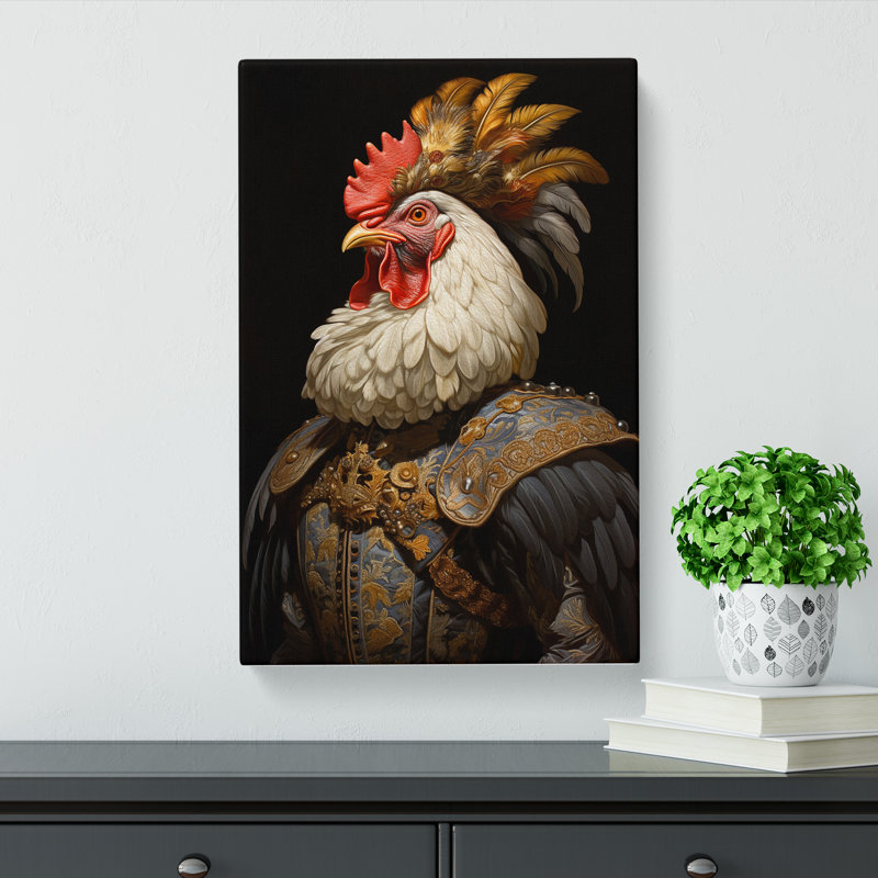 Chicken Baroque - No Frame Rectangle Print, 76cm H x 50cm W x 3cm D