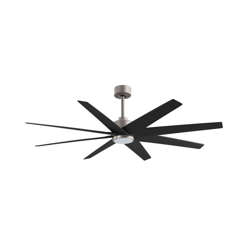 Ariella - Ventilateur de plafond à huit pales - DEL intégrée, Nickel brossé, Noir mat