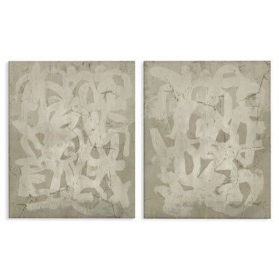 Beige Neutral Brutalist Style  2 PC Canvas Wall Art Set by June Erica Vess