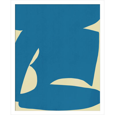 B Cut Out In Blue by Little Dean Wood Framed Wall Art Print