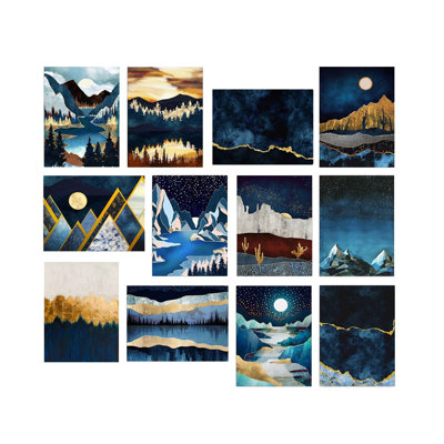 Superbe ensemble d'art mural décoratif en panneau de fibres à densité moyenne (12 pièces), 7,9 po x 5,9 po chacune | 100% panneau de fibres à densité moyenne, épaisseur: 0,1 pouce | Parfait pour la décoration intérieure, le salon et la chambre à coucher - Design élégant et polyvalent pour rehausser tout espace