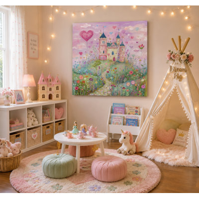 Fairytale Garden Castle Wrapped Canvas Wall Art