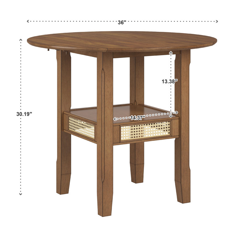 Pulukan Counter Height Drop Leaf Dining Table, Oak, Standard Height (30.19" Height)