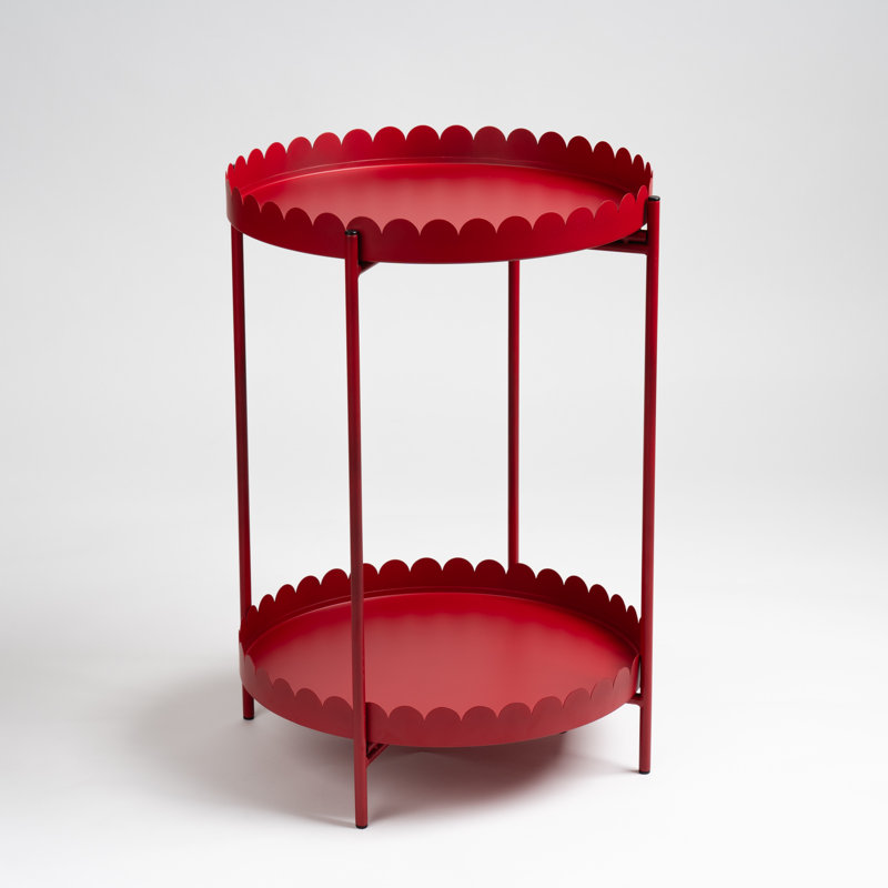 50cm Round Scallop Table, Red