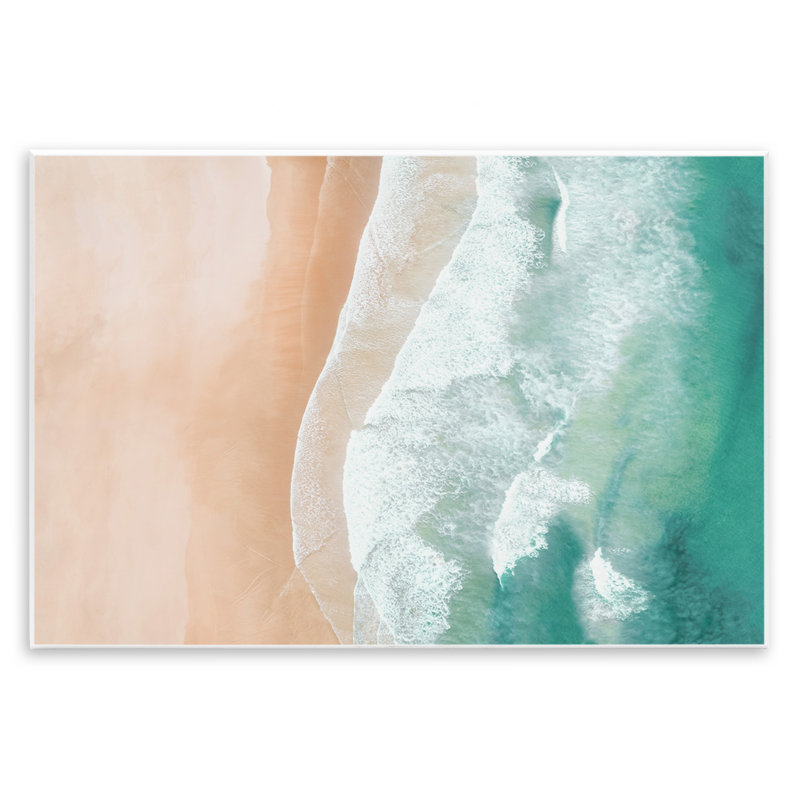 Art mural par vagues aériennes de mer par Sissi et Seb, H 13 po x l 19 po
