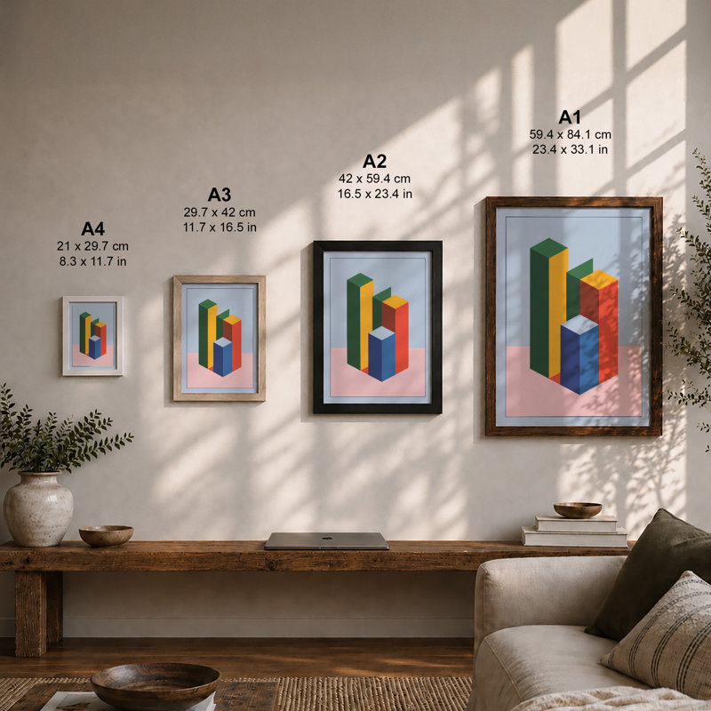 Geometric Columns Minimalist - Print, Unframed, A4 - 29.7 x 21.0 cm