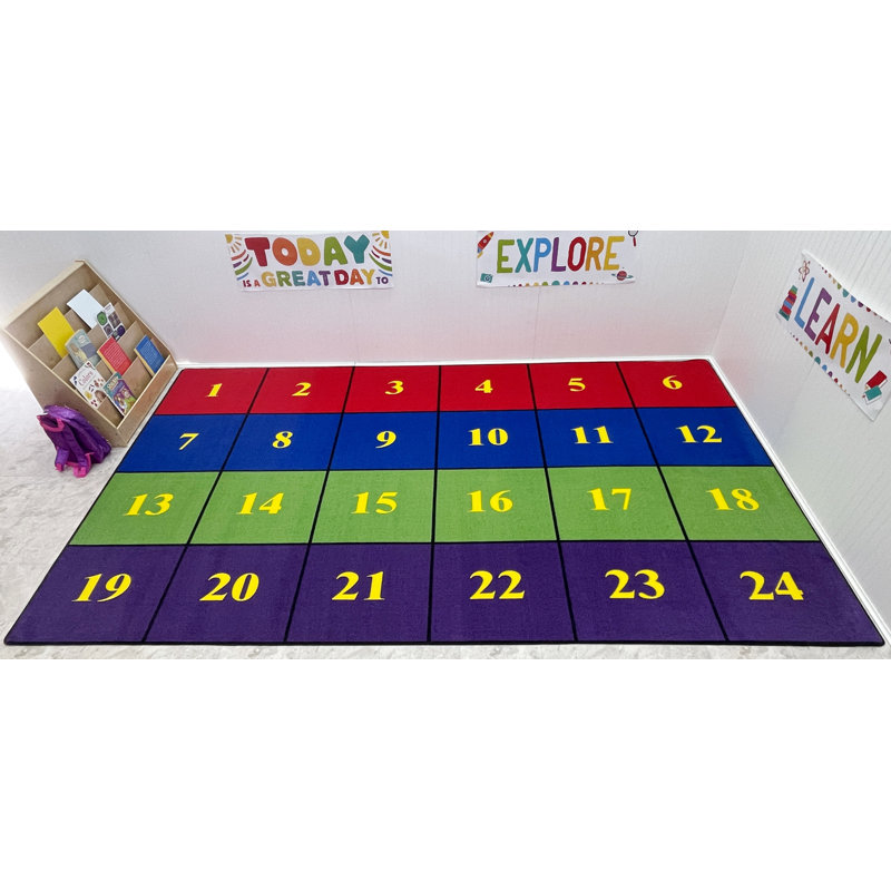 Tapis de classe KidCarpet.com Numbers - Bright Seating Grid, 2,29 m x 3,66 m, Rectangle 7 pi 6 po x 12 pi