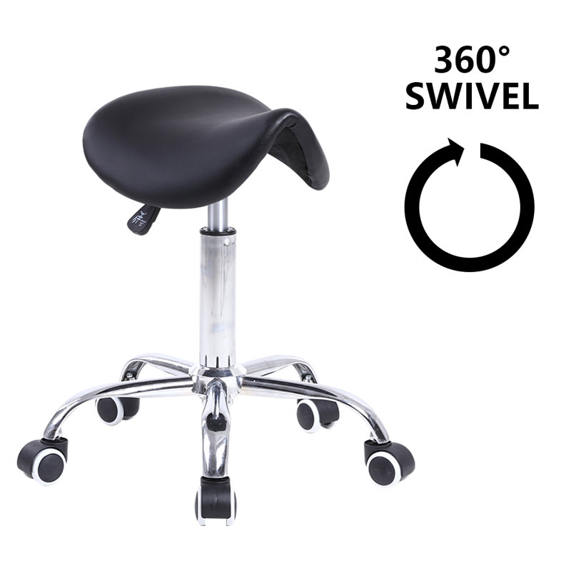 Adjustable Height Ergonomic Lab Stool with Wheels, Black