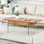 Table basse réglable en hauteur de 43,3 pouces avec rangement en verre trempé rustique pour le salon et le bureau-24233126