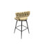 Tabourets de bar 28 po en cuir technique tissé - brun (de 4). Rotatif à 360 °, base en métal, siège rembourré et pour tabourets de bar, îlot de cuisine, café, restaurant, 4 pièces. Structure, confortable