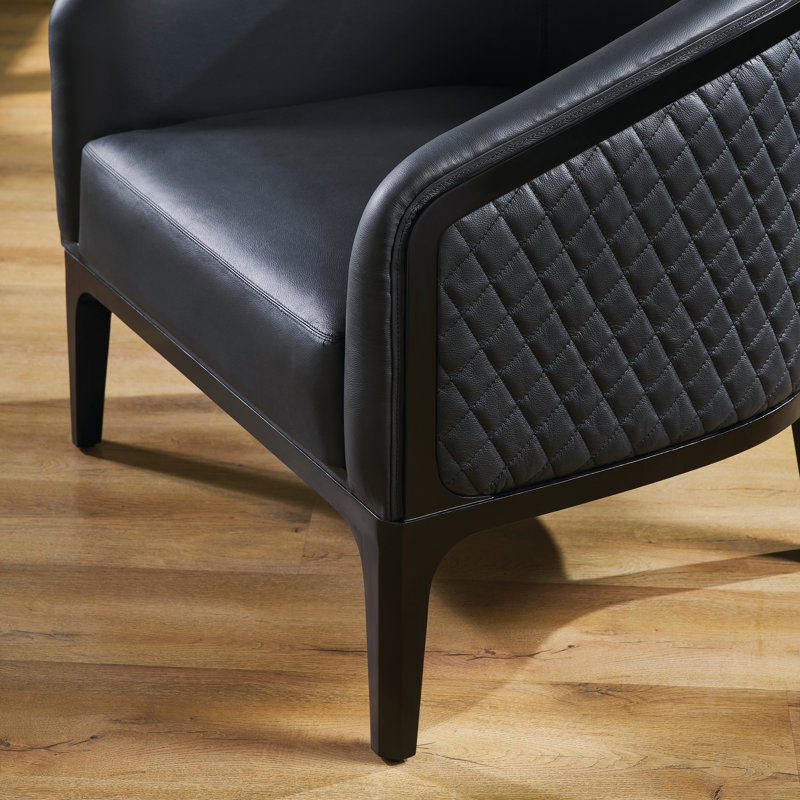 Méridienne en cuir Edward noir, Cuir véritable noir