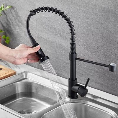 Robinet de cuisine pré-rinçage noir mat avec douchette extractible Mosson