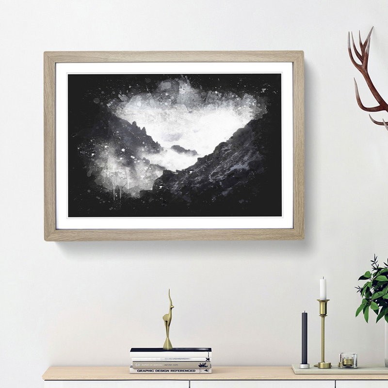 Misty Tatra Mountains in Slovakia - Picture Frame Painting Print, 62cm H x 87cm W x 2cm D, Oak Framed