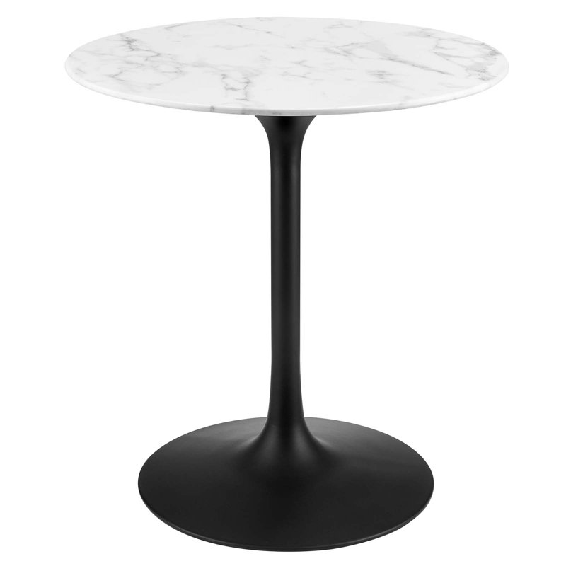 Table de salle à manger ronde en marbre artificiel , Blanc, Blanc, H 29,5 po x l 40 po x L 40 po