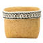 Rectangular Basket Planters Of 2 Brown Multi Cement With Geometric Trim For Indoor Outdoor Use, L:10.4X8.7X7.9 S:7.3X5.5X5.9 Inches, 12.1 Lbs Trimmed Indoors Or Outdoors,