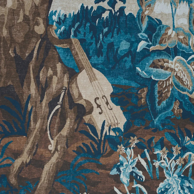 Schumacher x Johnson Hartig La Foret 3 Panel Set, Antique Blue Forest