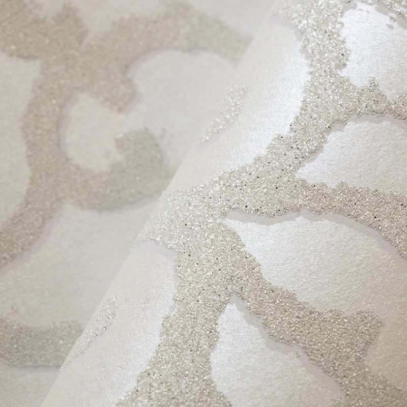 Universe Pluto Glass Stone Motif Wallpaper Rol, Cream/White