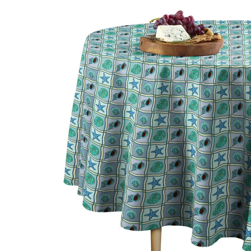 Sienel Shell Patches Tablecloth, 90" x 90", Orange/Yellow