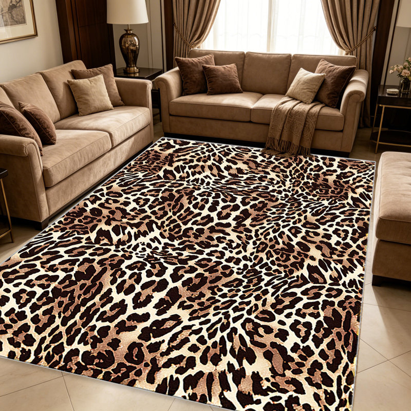 Classic Beige Leopard carpet-easy to clean, machine-washable, soft and comfortable; suitable for door mats, kitchens, living rooms, bedrooms, corridors, and laundry areas. Easy to clean, durable carpet for home decoration.