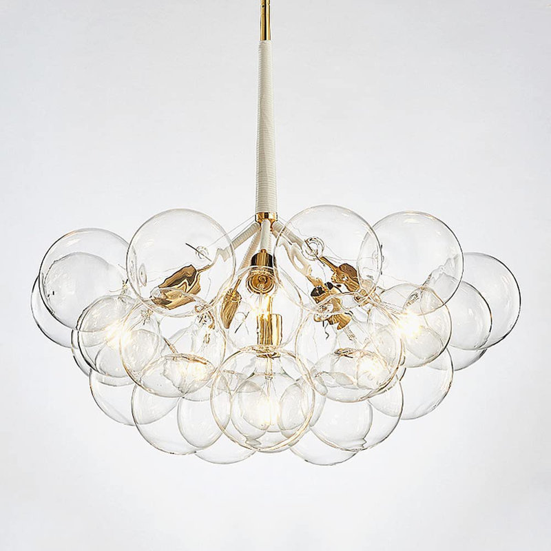 6 - Light Dimmable Sphere Chandelier, Gold