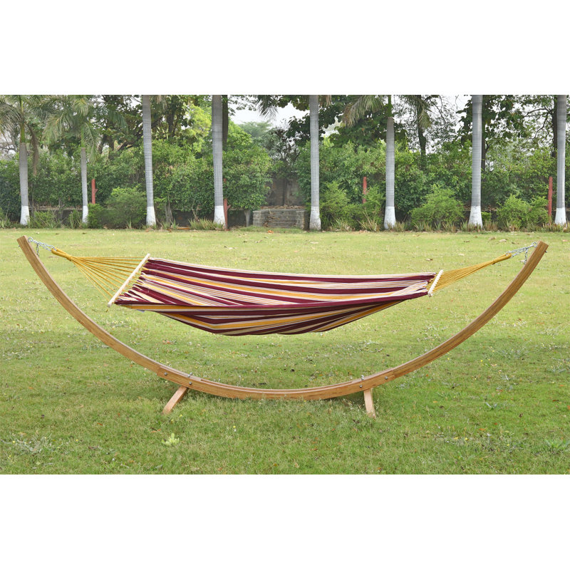 Maroon Spreader Bar Hammock Size L With Wooden Stand