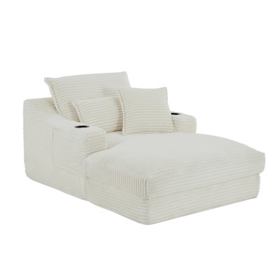Upholstered Chaise Lounge With 2 Pillows - No Assembly Required