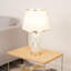 Lampe de table géométrique dorée en céramique, abat-jour en lin crème, ampoule 3 couleurs incluse