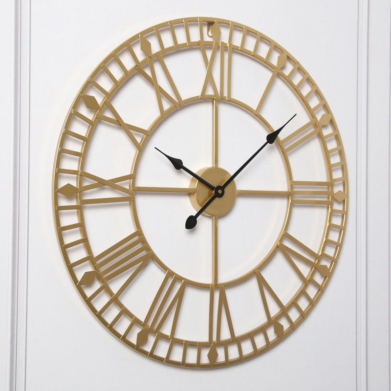 Elienor Iron Skeleton Wall Clock, 60cm H x 60cm W x 4cm D, Gold