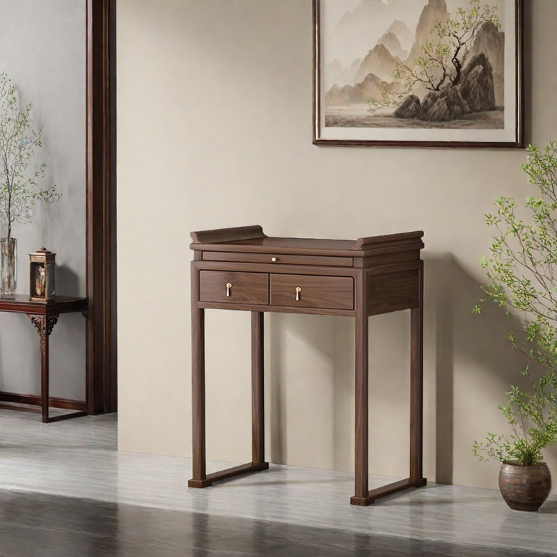 Black Walnut Console Table, 42.5" H x 42.5" W x 18.9" D