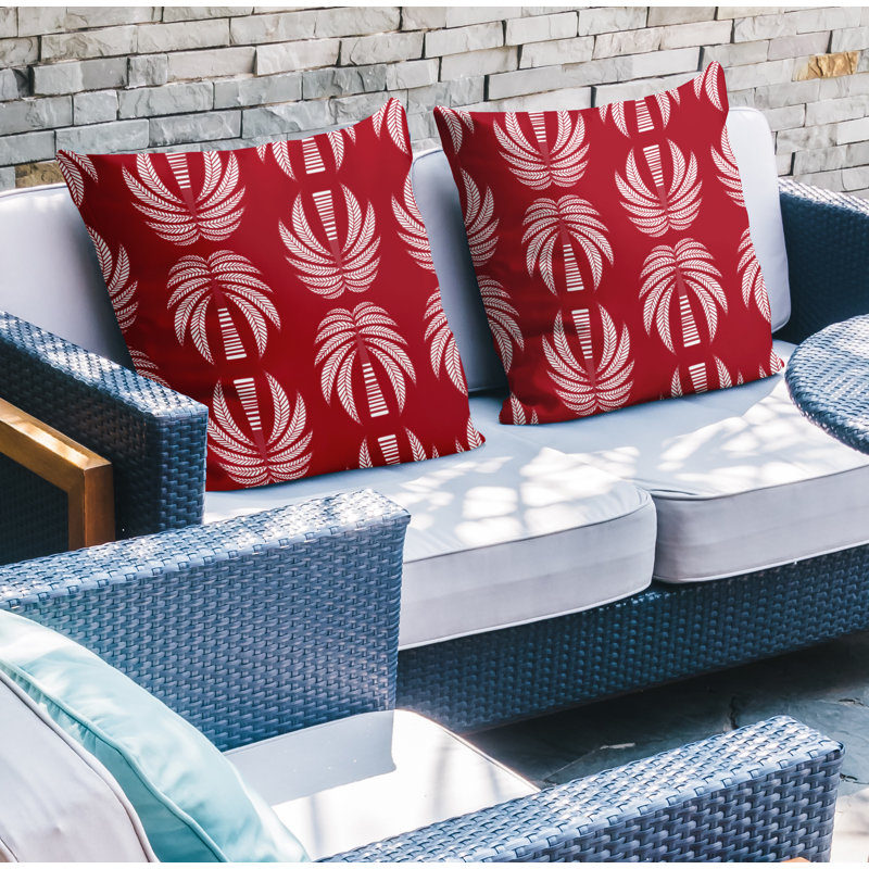 Housse et insert de coussin décoratif intérieur / extérieur en mélange de polyester, L 19 po x H 19 po, Rouge
