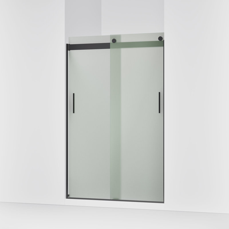 Levity 47.58" x 74" Bypass Shower Door with CleanCoat Technology, Matte Black, Frosted