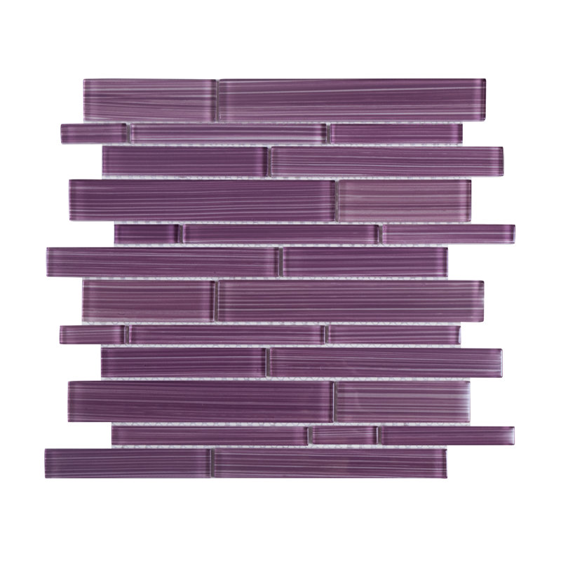Premium Hand Painted Glass Linear Mosaic Tile, Violet