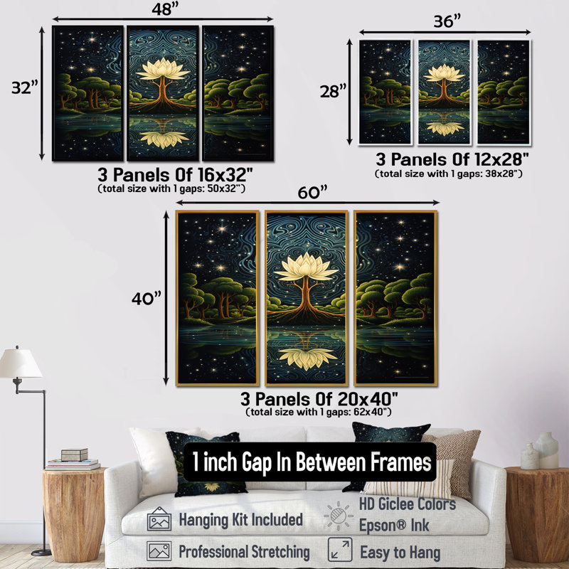 Ensemble de salon Kraemer - Lotus, Cadre flottant brun, H 32 po x l 48 po x P 1 po