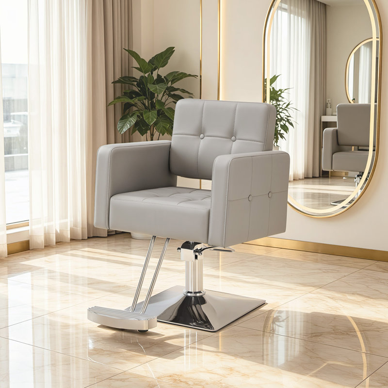 Fauteuil de salon hydraulique à hauteur réglable, fauteuil de coiffeur pivotant à 360 °, Grey