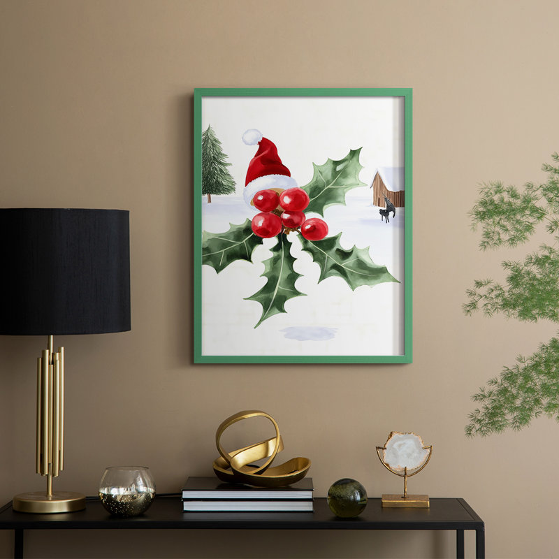 «Christmas Holiday Art DCCL XXXV», reproduction d'art encadrée - bois massif, Vert, H 30 po x l 24 po