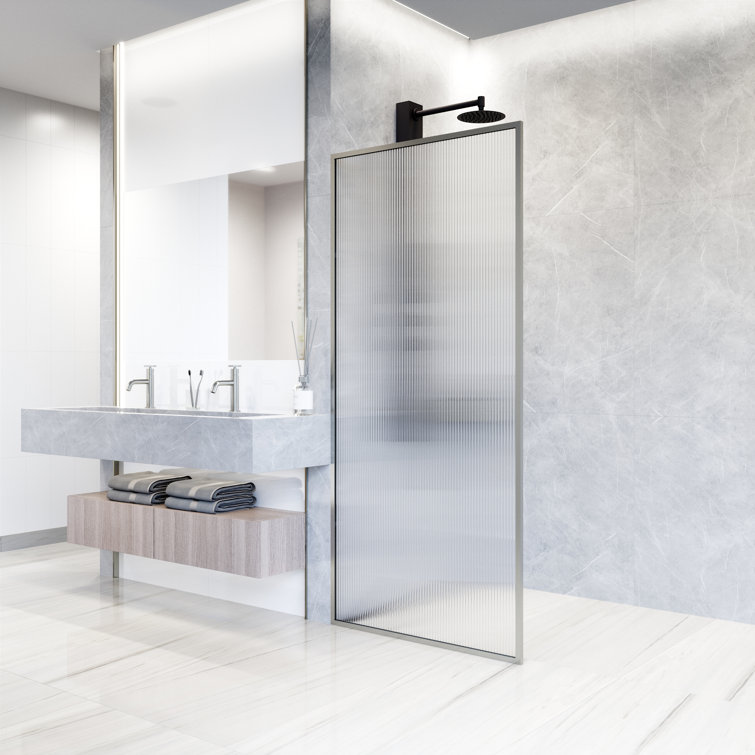 Meridian 34" W x 74" H Fixed Framed Shower Screen with 3/8" Glass