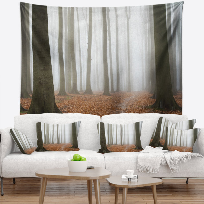 Photographie de paysage tapissier forêt d'automne brumeux, H 50 po x l 60 po
