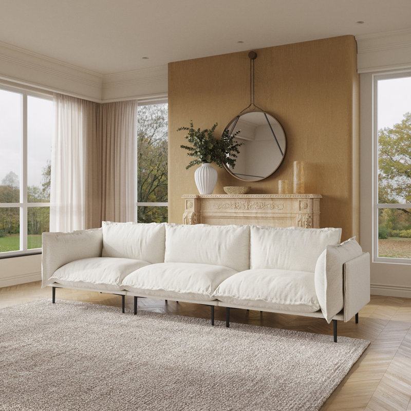 Traci Upholstered 111.02'' Wide Velvet Modular Sofa,3-piece, Beige