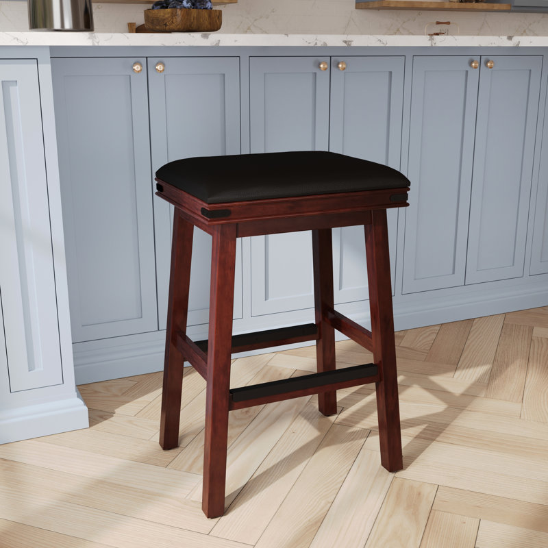 Tabouret de bar 30 po avec siège en cuir noir - Confort moderne