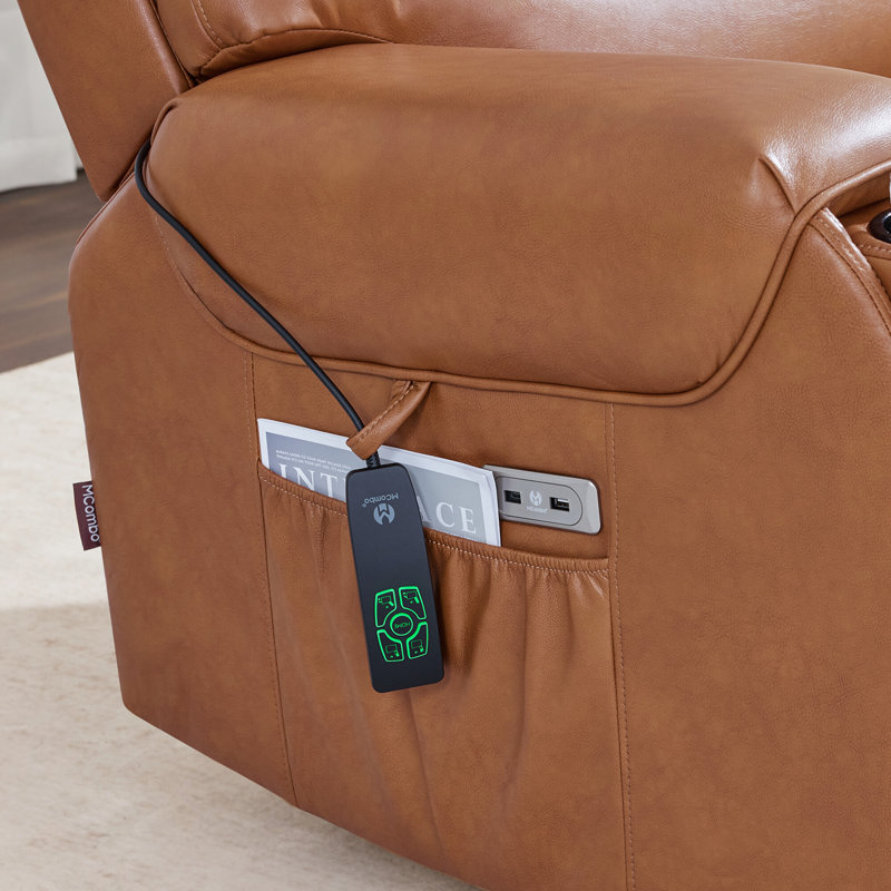 Fauteuil inclinable électrique de 27 po de largeur avec massage vibratoire et chaleur, appui-tête réglable, Orange