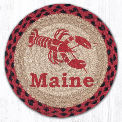  Lobster Maine Round Trivet – 10" Red Lobster Print on Braided Natural Jute Table Mat