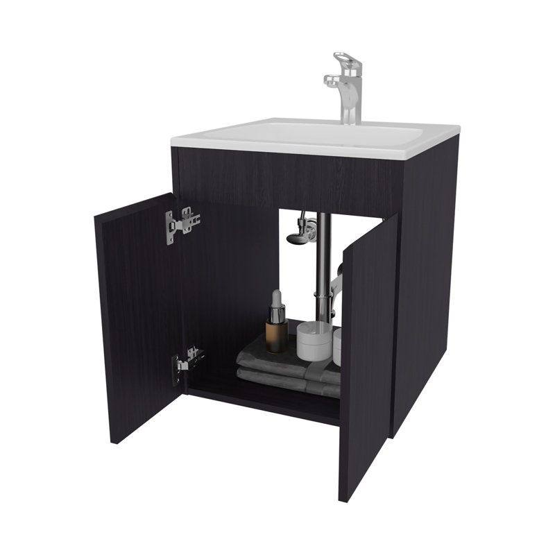 Meuble-lavabo blanc avec deux portes, Blanc