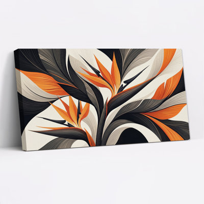 Art mural sur toile orange et noir stylisé
