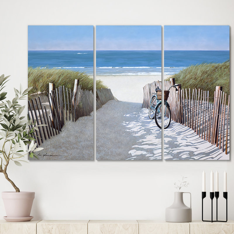 " Beach Bike 2 " 3 - Pieces Painting Print