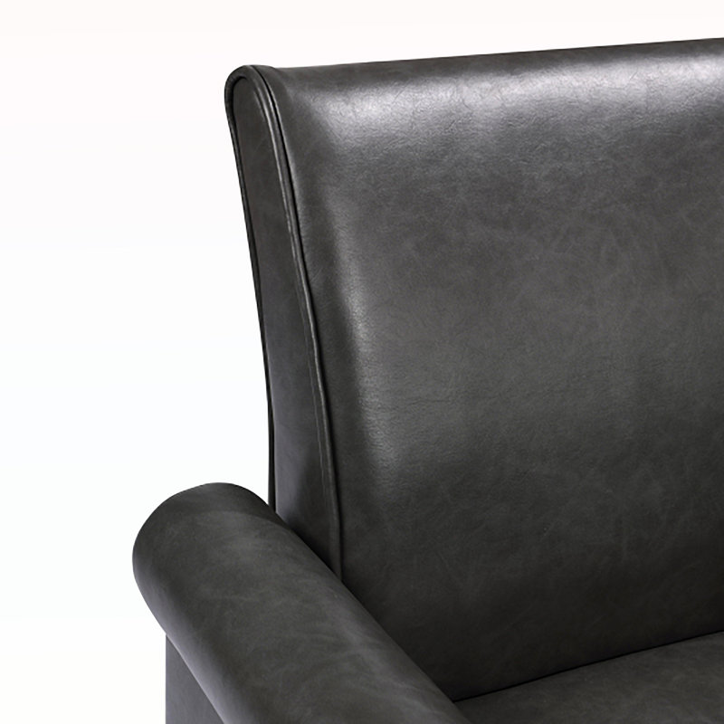 Deundria Comfy PU leather Upholstered Accent Chair, Gray Leather