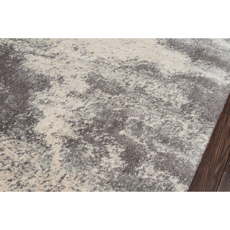 Tapis gris foncé / ivoire Maybell, Rectangle 2 pi x 3 pi