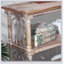 Console rustique à 3 niveaux avec détails d'inspiration gothique, table d'entrée en bois de 47,24 po de long pour le salon et le couloir