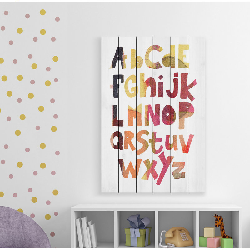 «Multi-Color Alphabet», reproduction sur bois blanc, H 12 po x l 8 po x P 1,5 po